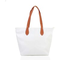 Kitise Women's Classic Lightweight Rommy Shopper Tote Bag in White