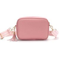 Kitise Women's Small Tassel Crossbody Bag Canvas Stap in Dark Pink