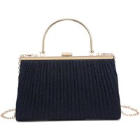 Kitise Women's Elegant Pleated Clutch Evening Bag With Handle in Navy