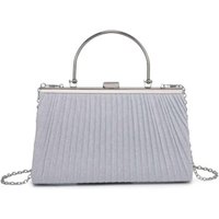 Kitise Women's Elegant Pleated Clutch Evening Bag With Handle in Silver
