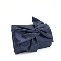 Kitise Women's Large Bow Shiny Evening Clutch Bag With Chain Strap in Blue