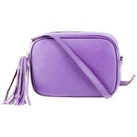 Kitise Women's Tassel Charm Genuine Italian Leather Small Camera Crossbody Bag in Pale Lilac