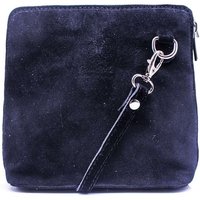 Kitise Women's Small Genuine Italian Suede Leather Zip Around Crossbody Bag in Navy