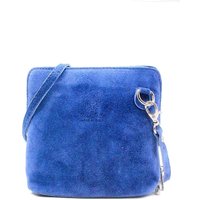 Kitise Women's Small Genuine Italian Suede Leather Zip Around Crossbody Bag in Bright Blue