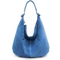 Kitise Women's Large Slouch Italian Suede Suede Hobo Tote Shoulder Bag in Blue