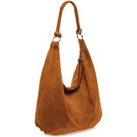 Kitise Women's Large Slouch Italian Suede Suede Hobo Tote Shoulder Bag in Brown