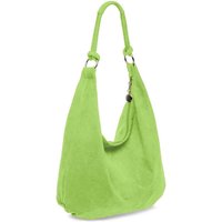 Kitise Women's Large Slouch Italian Suede Suede Hobo Tote Shoulder Bag in Lime