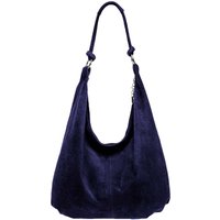 Kitise Women's Large Slouch Italian Suede Suede Hobo Tote Shoulder Bag in Navy