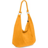 Kitise Women's Large Slouch Italian Suede Suede Hobo Tote Shoulder Bag in Orange