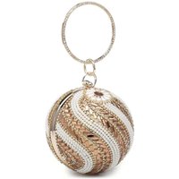 Kitise Women's Ball Shape Spiral Crystals Pattern Clutch Bag in Gold