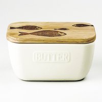 Selbrae House White Butter Dish - Fish Repeat | Size: 140 cm x 90 cm