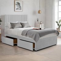 Bed Time UK Plush Sawana Bed with 20" Headboard, Memory Foam Mattress & 2 Drawers in Silver | Size: King