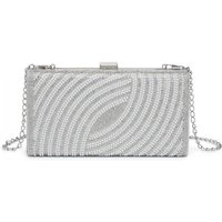 JFY Women's Pearls On The Front Single Side Diamante Clutch Bag in Silver