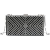 JFY Women's Patterned Single Side Diamante Clutch Bag in Black