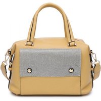 JFY Women's Diamante Flap Cover Front Pocket Tote Bag in Yellow