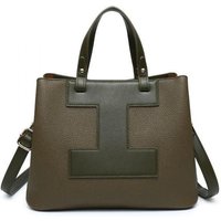 JFY Women's 3 Compartments Top Zip Closure Tote Bag in Green