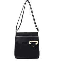 JFY Women's Buckle Messenger Bag/ Cross Body Bag in Black