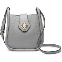JFY Women's Flower Shape Flap Over Twist Lock Clasp Cross Body Bag in Grey