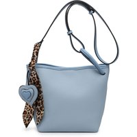 JFY Women's Silk Scarf Heart Shape Charm Cross Body Bag in Blue