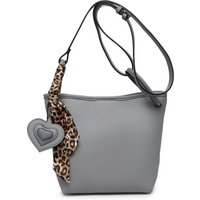 JFY Women's Silk Scarf Heart Shape Charm Cross Body Bag in Grey
