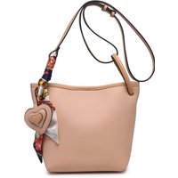 JFY Women's Silk Scarf Heart Shape Charm Cross Body Bag in Pink