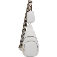 JFY Women's Two Zipped Sections Coin Wallet Attached Chest Bag/ Cross Body Bag in White