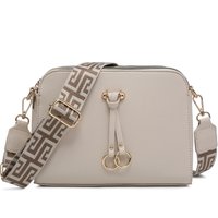 JFY Women's Three Zipped Sections Canvas Strap Cross Body Bag in Beige