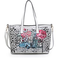 JFY Women's 2-in-1 matching Crossbody & open top Laser cut pattern Tote Bag in White