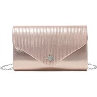 JFY Women's Bee Badge On The Front Satin Clutch Bag in Gold