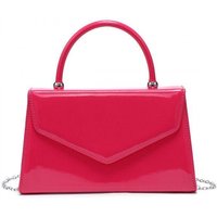 JFY Women's Top Handle Patent Clutch Bag in Fuchsia
