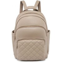 JFY Women's Quilted Check Pattern Backpack in Khaki