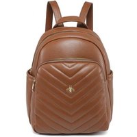 JFY Women's Metal Bee Quilted Chevron Pattern Backpack in Brown