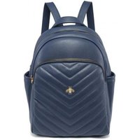 JFY Women's Metal Bee Quilted Chevron Pattern Backpack in Dark Blue