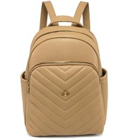 JFY Women's Metal Bee Quilted Chevron Pattern Backpack in Khaki