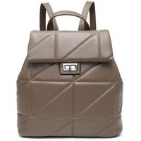 JFY Women's Flap Quilted Pattern Twist Metal Lock Backpack in Khaki