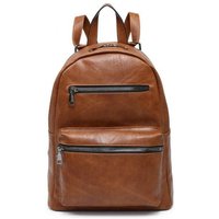 JFY Women's 2 Zipped Front Pockets Backpack in Brown