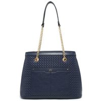 JFY Women's Weaving Pattern Top Zipped Tote Bag in Dark Blue