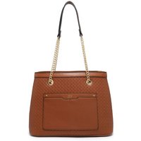 JFY Women's Weaving Pattern Top Zipped Tote Bag in Brown
