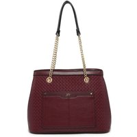JFY Women's Weaving Pattern Top Zipped Tote Bag in Wine