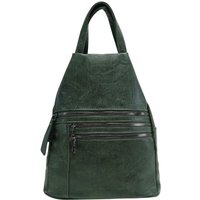 JFY Women's 4 Exterior Zippered Pockets Backpack With Handle in Dark Green