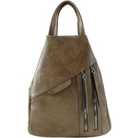 JFY Women's 3 Exterior Zippered Pockets Backpack With Handle in Khaki