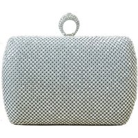 JFY Women's Ring Clasp Double-Side Diamante Bag in Silver