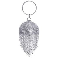 JFY Women's Tussles Ball Shape Clutch Bag in Silver