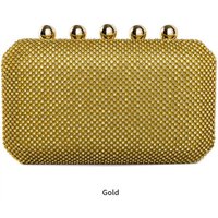 JFY Women's Little Metal Balls Oversize Double Side Diamante Bag in Gold
