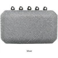 JFY Women's Little Metal Balls Oversize Double Side Diamante Bag in Silver