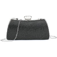 JFY Women's Metal D Clasp Double Side Diamante Bag in Black