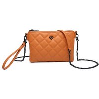 JFY Women's Quilted Diamand Pattern Wrist Handle Grab Bag/ Cross Body Bag in Orange