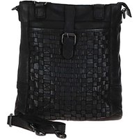 Ashwood Leather Women's 'Perfezione' Vintage Woven Leather Shoulder Bag in Black