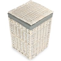 Red Hamper Large Square White Wash Laundry Hamper with Grey Sage Lining