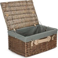 Red Hamper 51cm Antique Wash Picnic Basket with Grey Lining